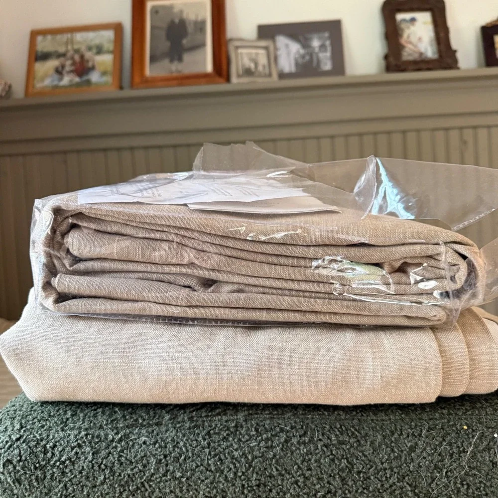 Pottery Barn Foundation Emery Drape 50x96 Pole Top Blackout Lining Oatmeal Linen